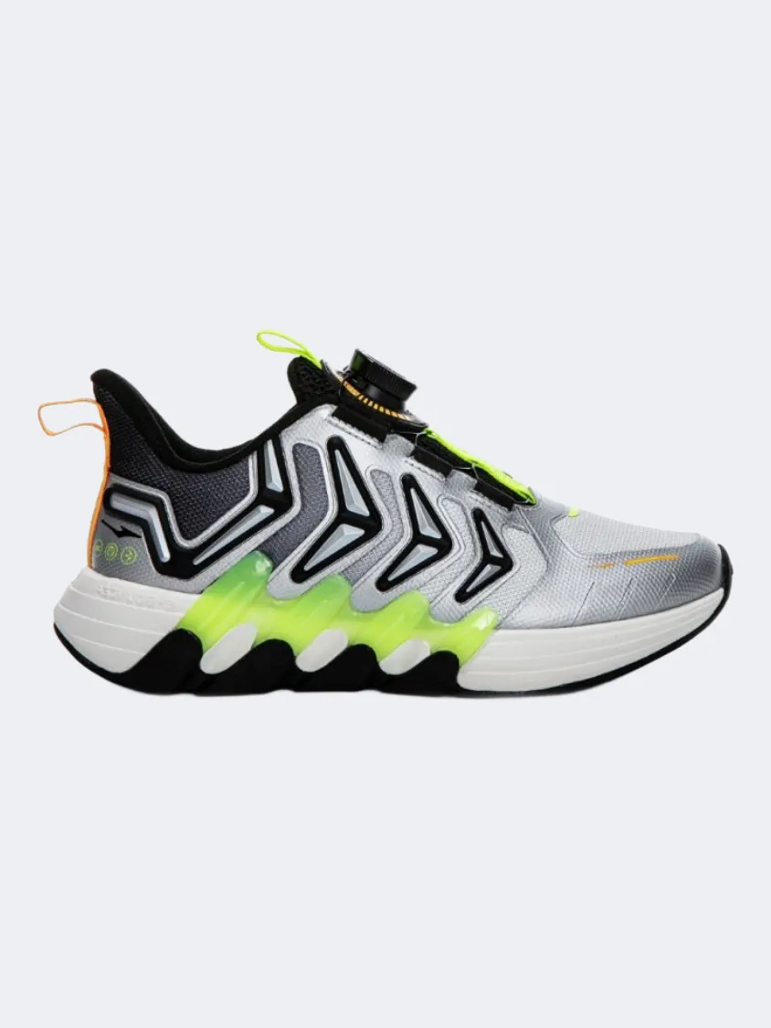 Erke Stability Kids-Boys Running Shoes Silver/Black/Yellow Stable