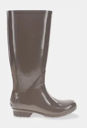 GLOSS TALL RAIN BOOT - DARK TAUPE Slip Resistant Weatherproof Footwear