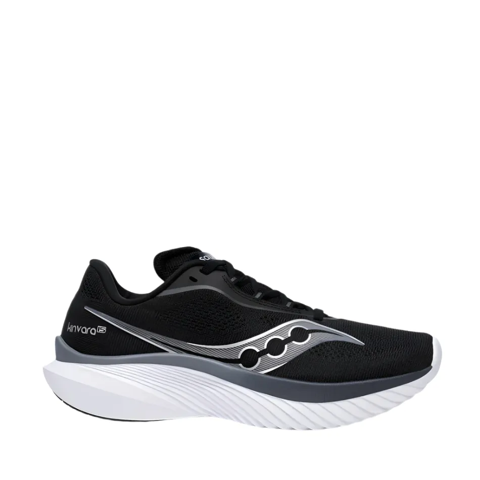 Saucony Kinvara 15 Women's Running Shoes in Black/White Arch   Contoured Anti Impact