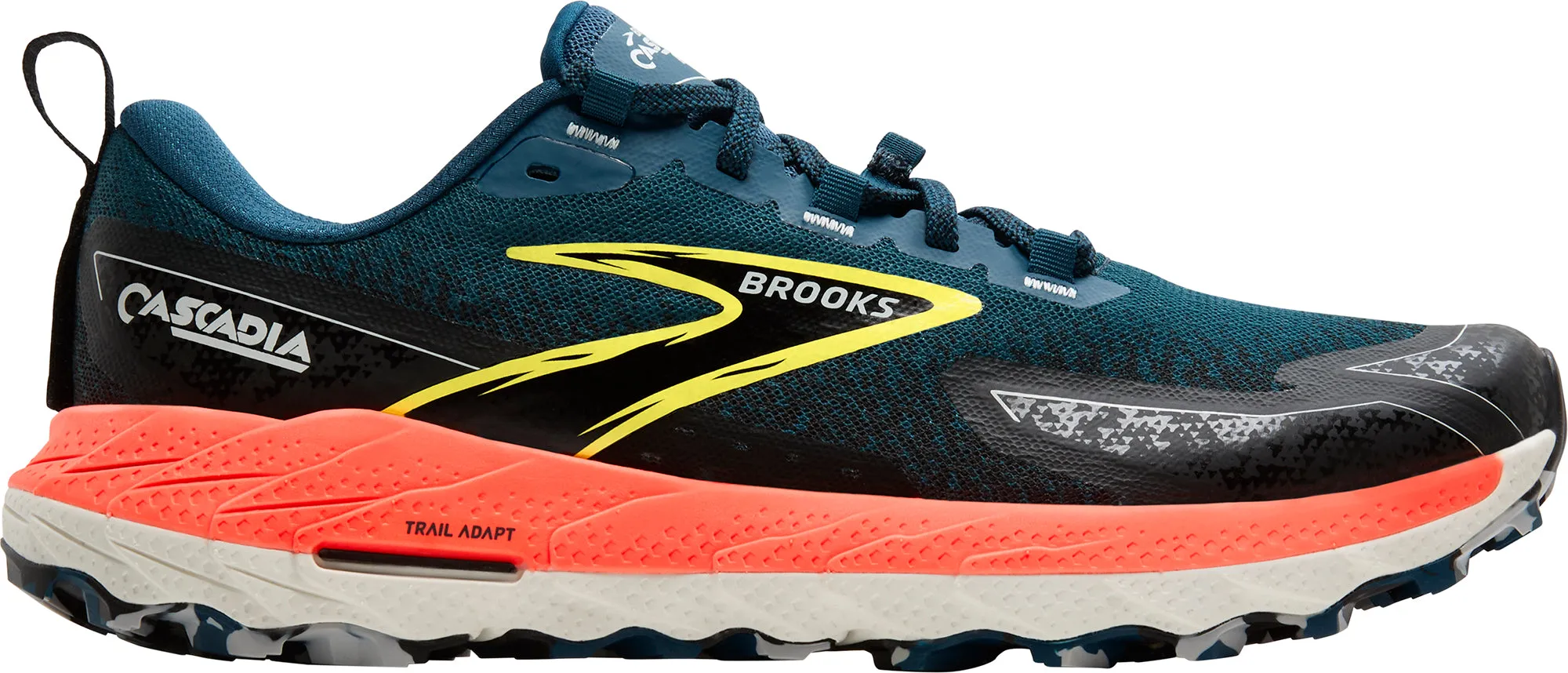 Heel pads reduce shock from vertical impact Foot Therapy Brooks Cascadia 18 Mens Trail Running Shoes - Blue
