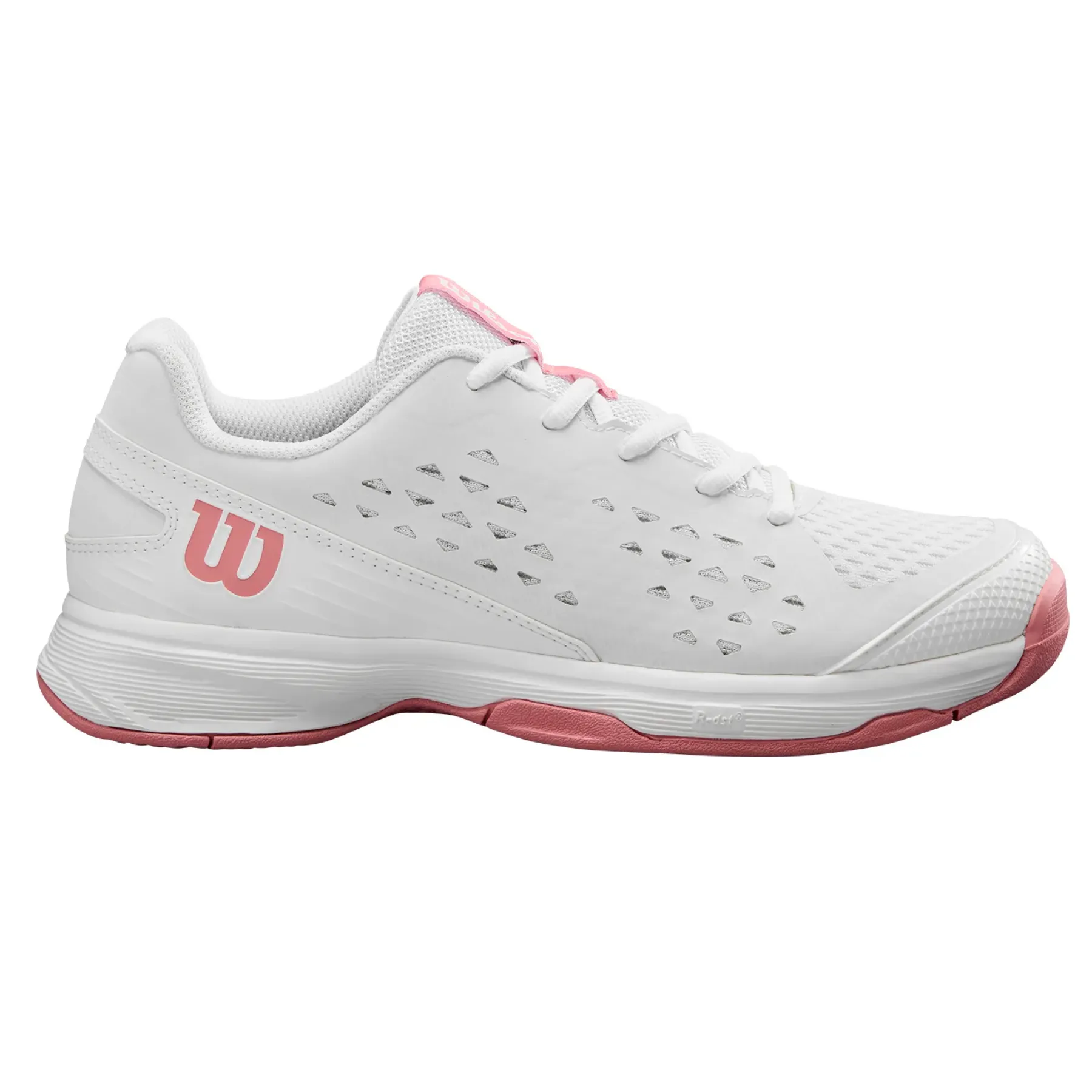 Wilson Rush Pro Jr L Tennis Shoes - White / White / Mauve Pink Durable Material