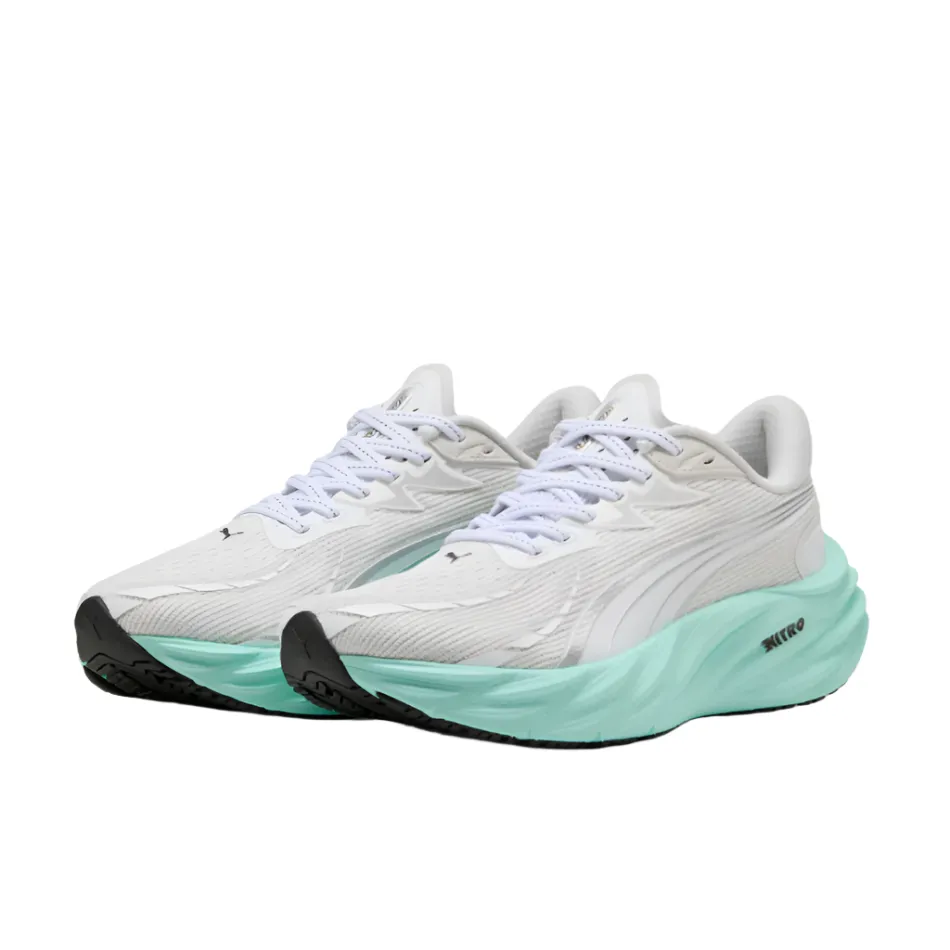 PUMA Women's Velocity NITRO 4 Running Shoes in PUMA White/Mint Melt AW25 Slippery Surface Running