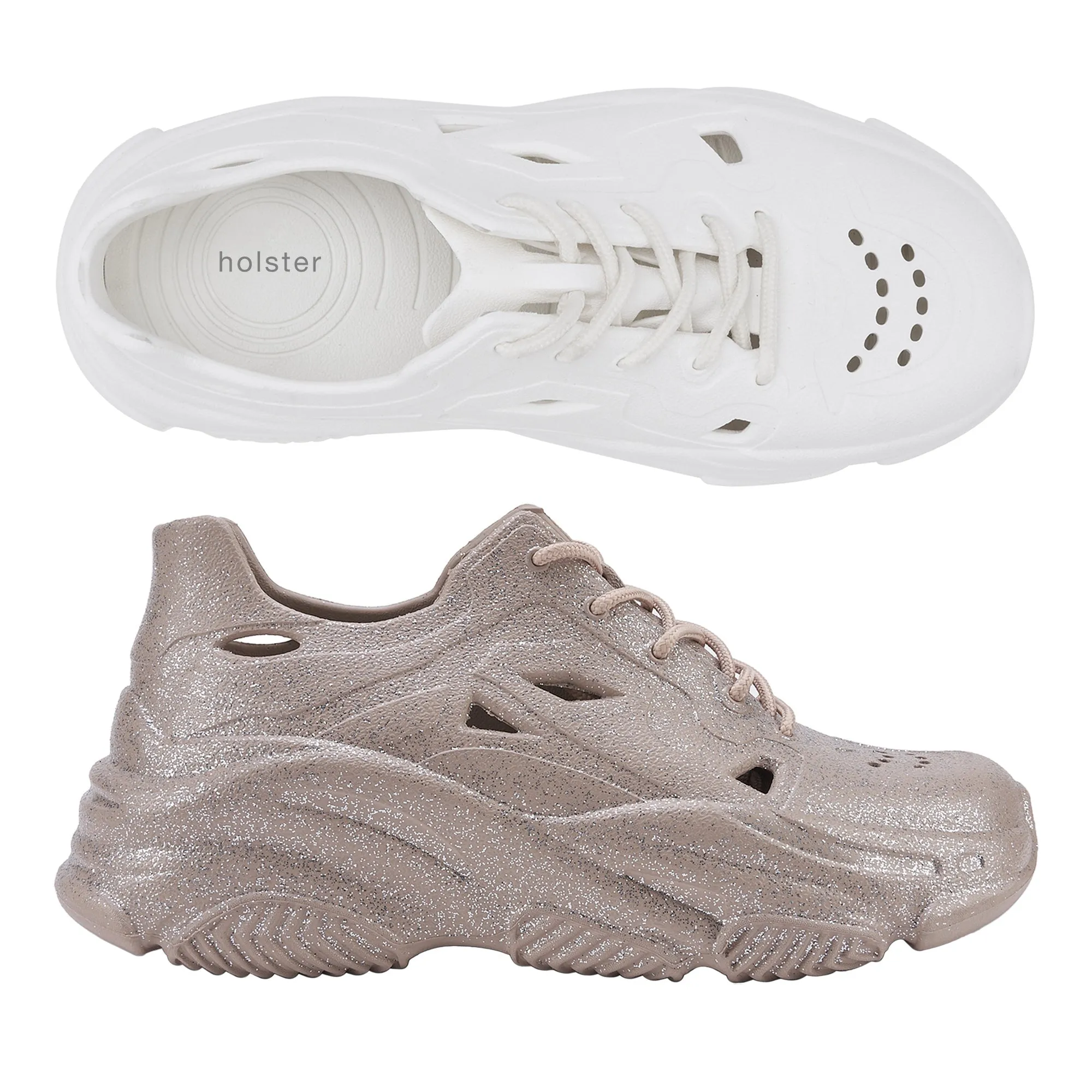 Mark Step TPR Sole Fierce Bundle - White / Beige Glitter