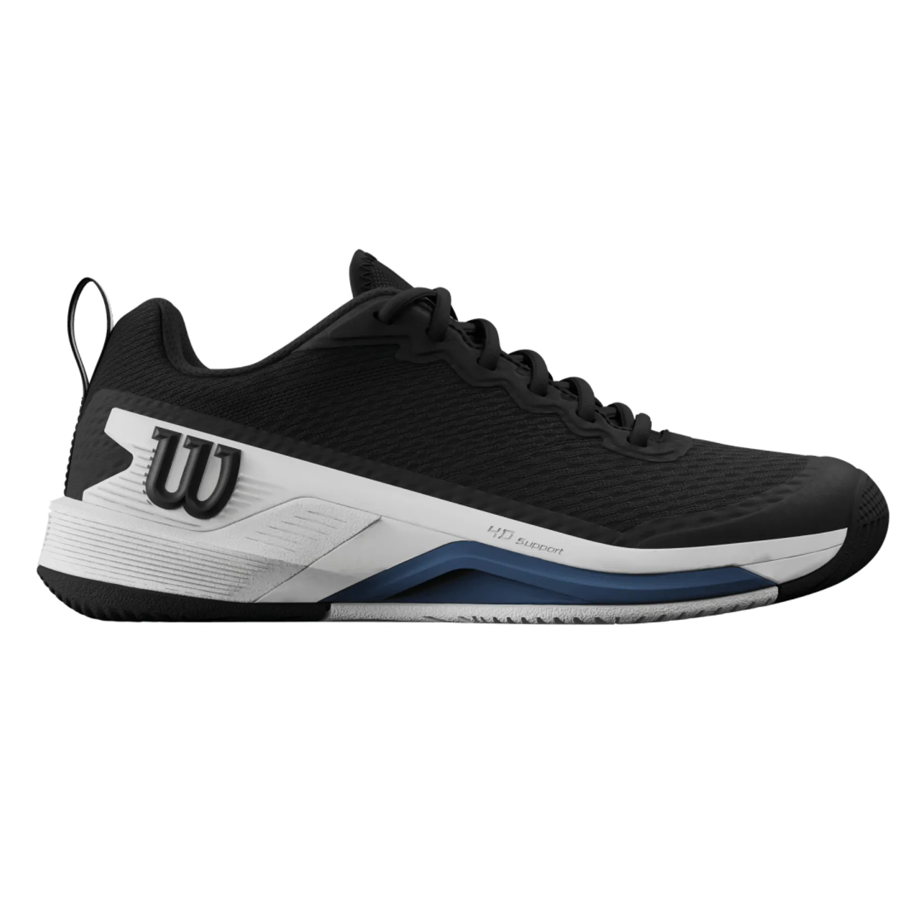 Performance Fit Dynamic Sole Wilson Rush Pro 4.5 Men Tennis Shoes - Black/White/Ensign Blue