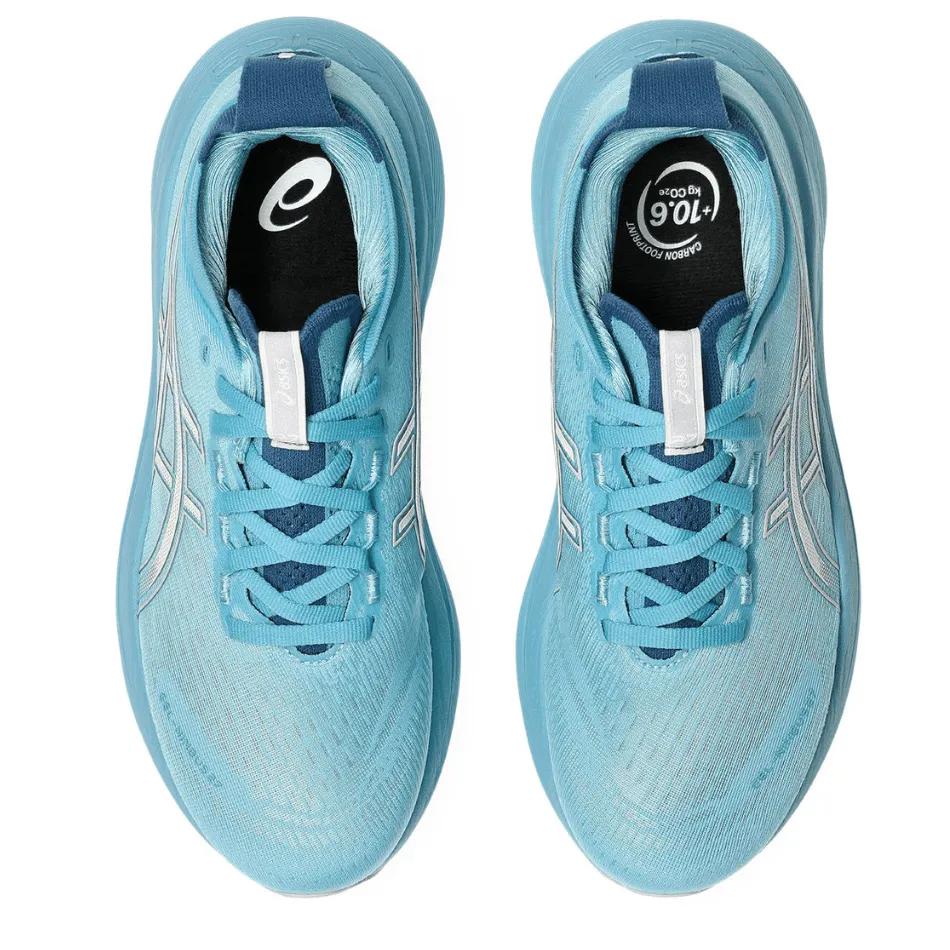 stability - shoes ASICS Women's GEL-NIMBUS 27 Running Shoes in Still Water/Cream AW25
