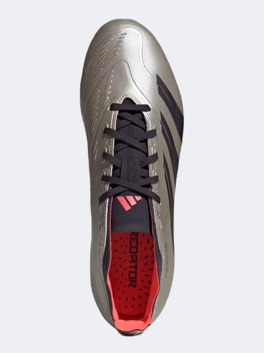Adidas Predator League Fg Men Football Shoes Platinum/Black/Turbo Left shoe kids wide - sole shoes