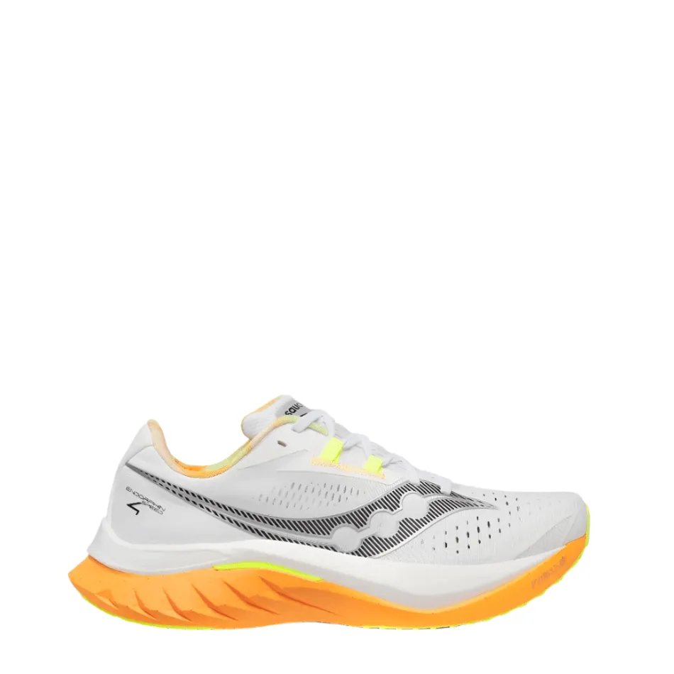 bright colored shoes Saucony Men's Endorphin Speed 4 Running Shoes in White/Peel SS25