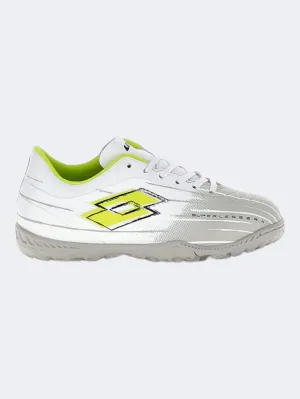 Lotto Solista 700 Ix Turf Jr Kids Football Shoes White/Yellow Adjustable Strap