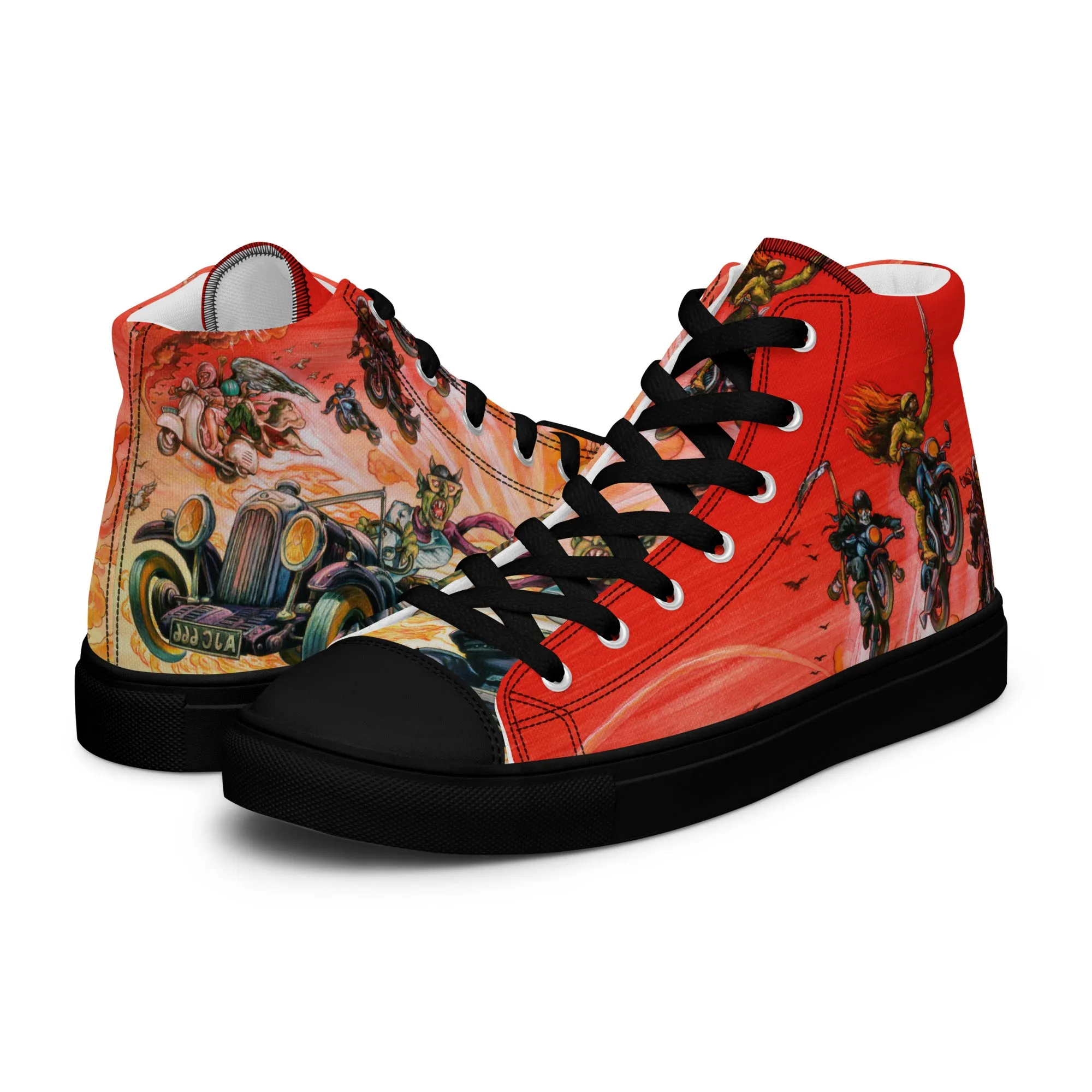 No Fuss Fit Galaxy Hike Men??s Good Omens High Top Canvas Shoes - Free Shipping *US SIZES SHOWN! USE CHART!