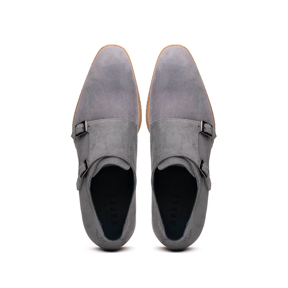 Modern Style Sturdy Make 56-105-GRY LEGERRA Sueded Goatskin Monkstrap Grey