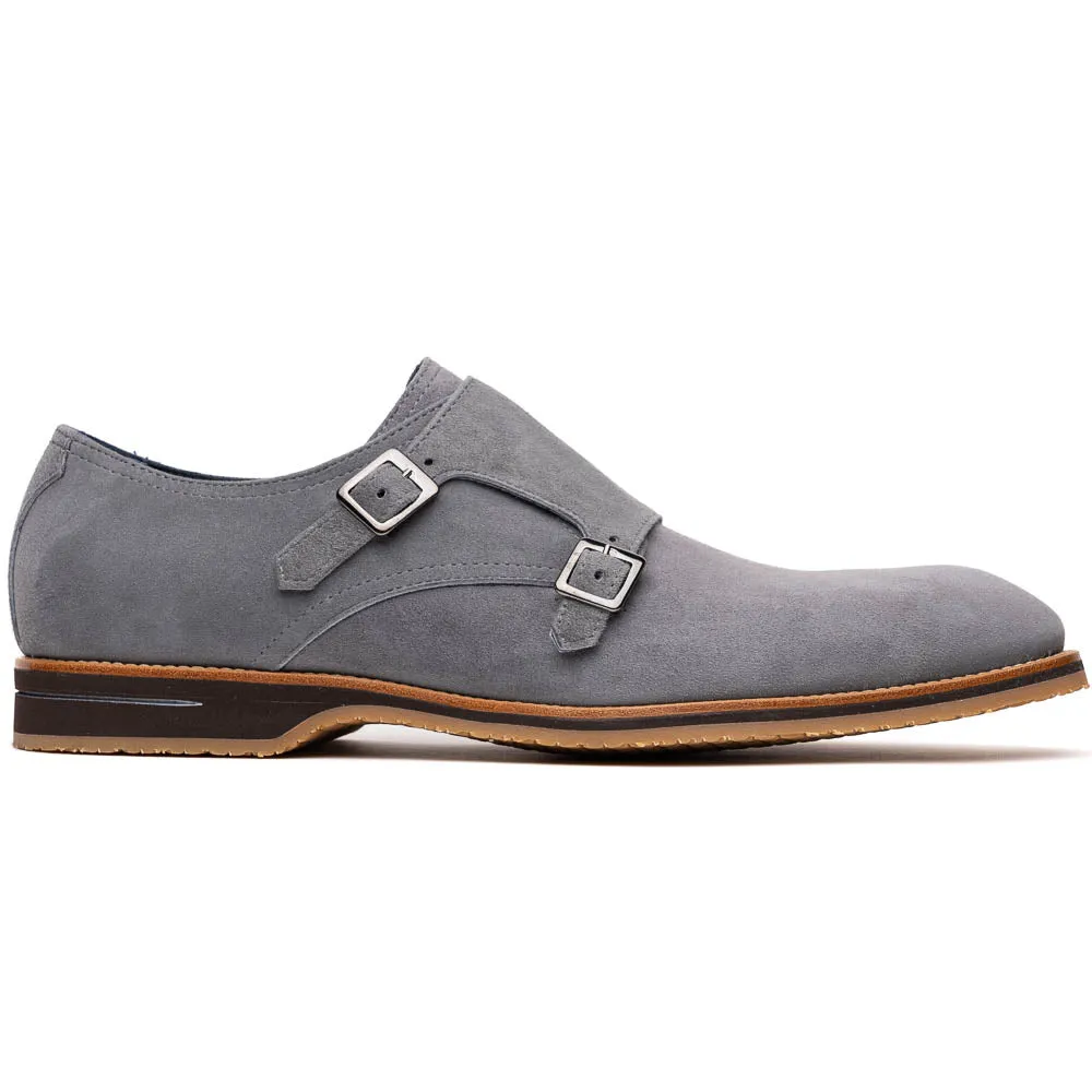 56-105-GRY LEGERRA Sueded Goatskin Monkstrap Grey Water Resistant