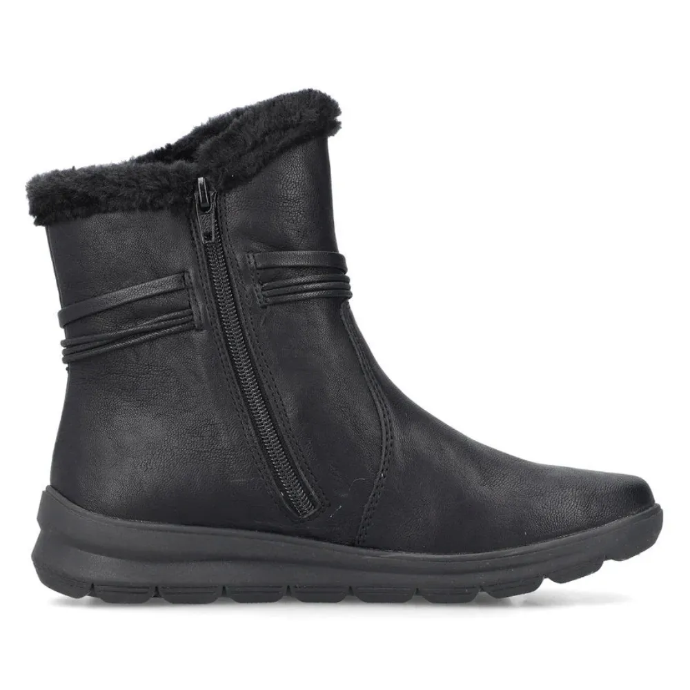 Rieker Z0070 Berta Black Leather Boot (Women's) Heavy Snow Boots