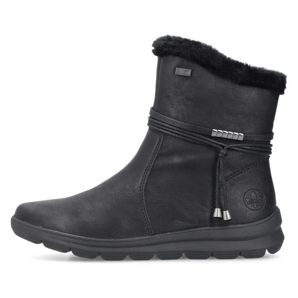 Rieker Z0070 Berta Black Leather Boot (Women's) Chilly Footwear