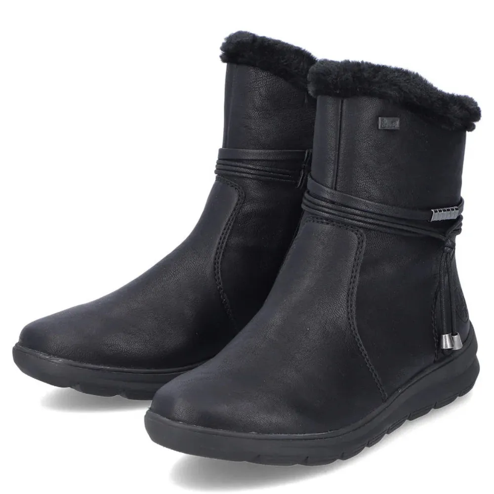 Rieker Z0070 Berta Black Leather Boot (Women's) Winter Foot Path