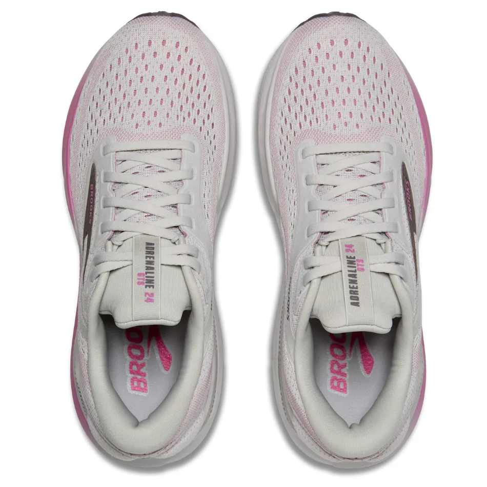 Brooks Women's Adrenaline GTS 24 Running Shoes in Oyster/Excalibur/Pink AW25 adjustable - lace shoes durable rubber shoes