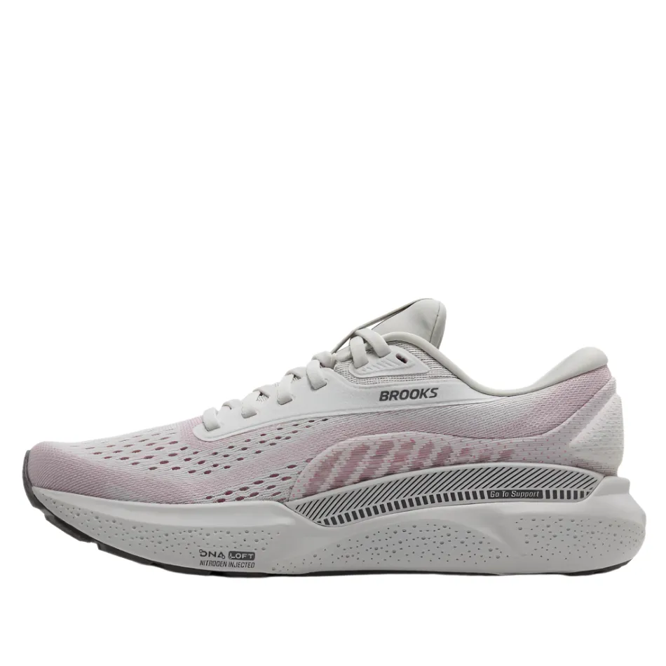 Brooks Women's Adrenaline GTS 24 Running Shoes in Oyster/Excalibur/Pink AW25 Comfort Elasticity Motivational Quotes