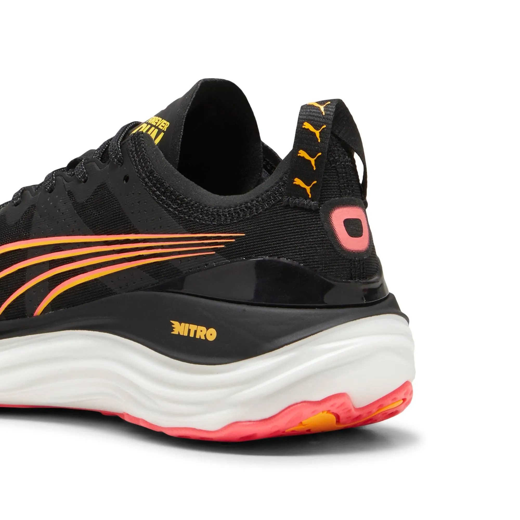 high - cut Durable Rubber Puma Women's ForeverRun NITRO in Black-Sun Stream-Sunset Glow AW24
