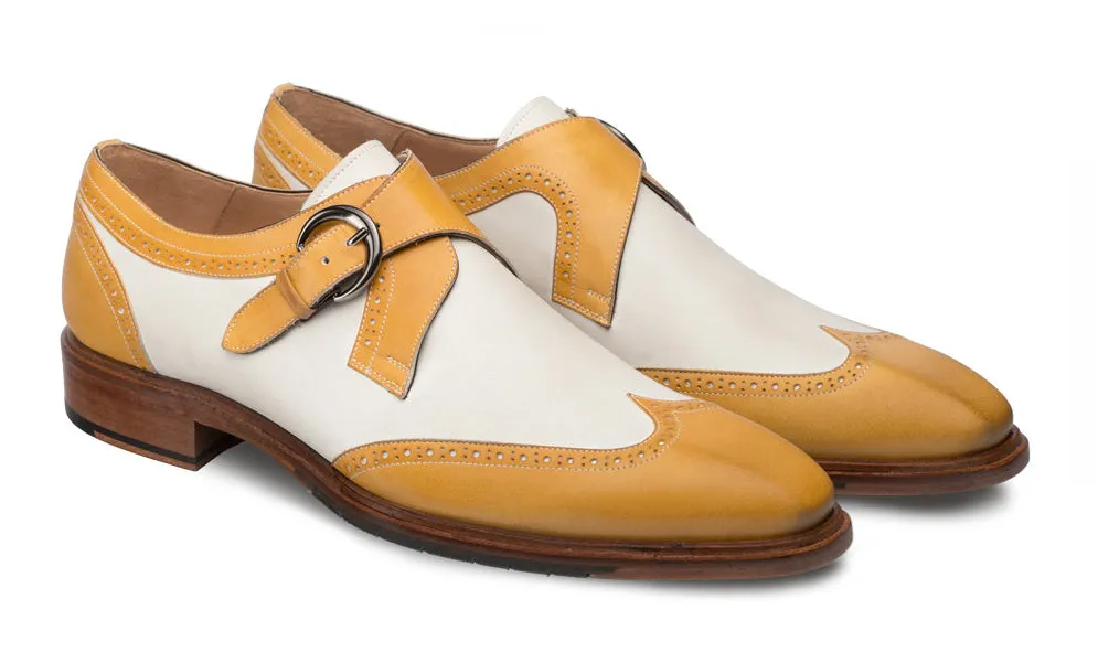 Modesto Monkstrap Shoe Camel/Bone Easy Shade Artisan Made