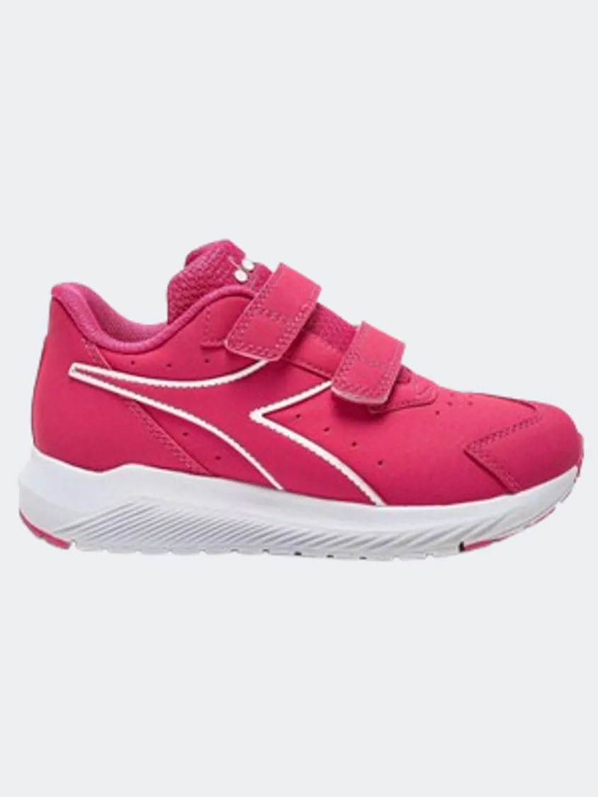 Shiny Tone Heat Free Diadora Falcon Sl V 4 Ps-Girls Running Shoes Black/Rasberry