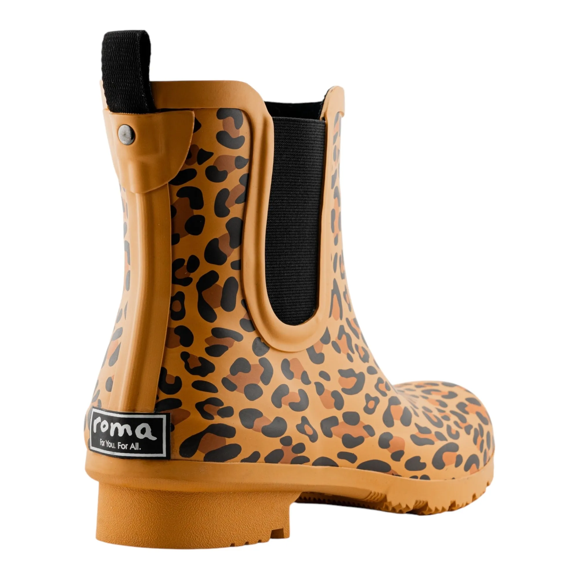 Fashionable Rainwear Heavy Rainfall Chelsea Matte Brown Leopard Women's Rain Boots