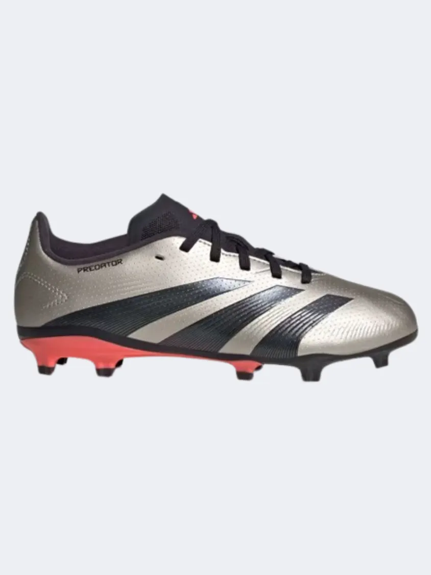 Adidas Predator League Fg Kids Football Shoes Platinum/Black/Turbo Comfort Run Durable