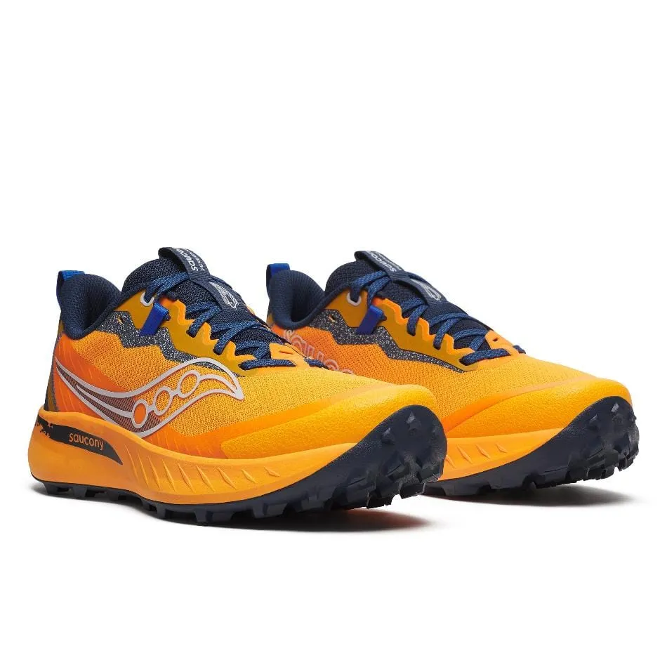 Saucony Men's Peregrine 15 Running Shoes in Peel/Navy SS25 removable - insole - feature shoes SupportiveMidfoot