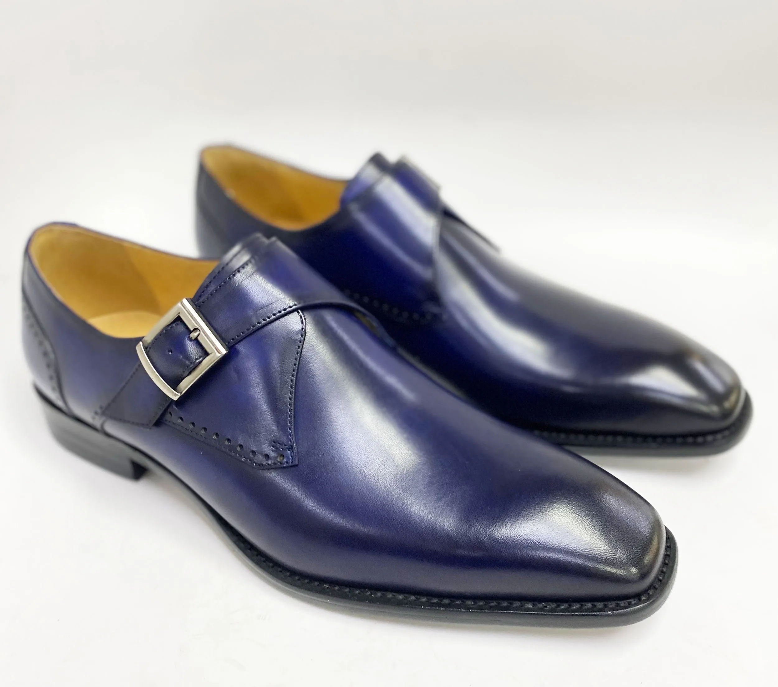 Work Day Fast Wear Burnished Leather Monkstrap Blue