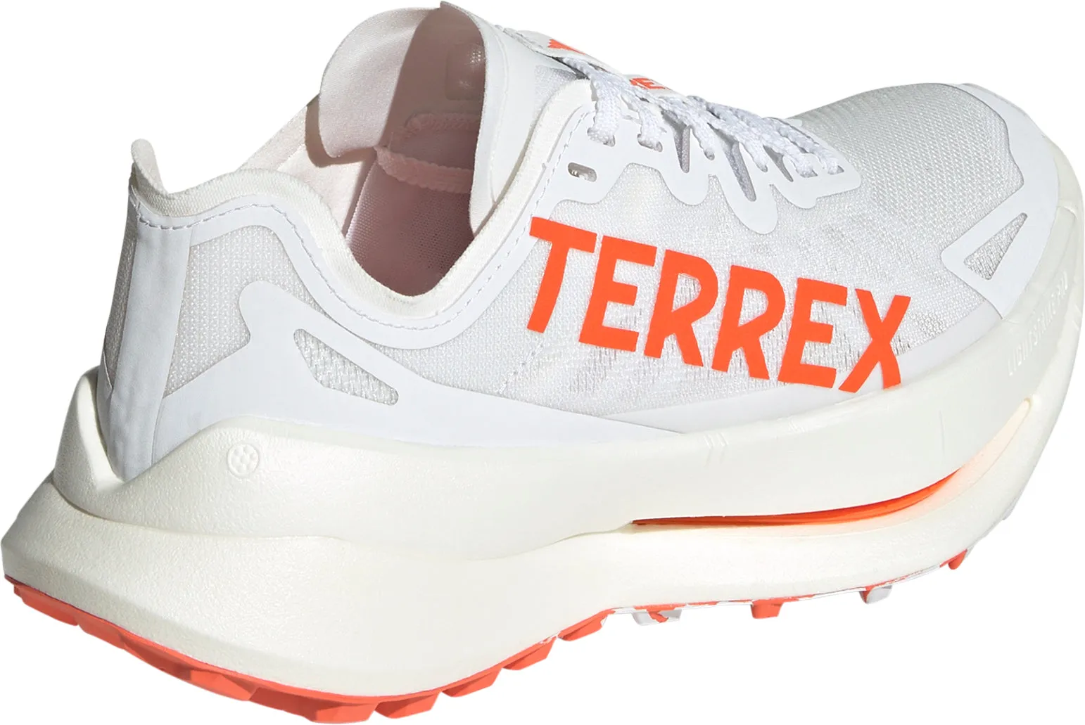 Molded heel cups improve balance and ankle stability Form Fit adidas Terrex Agravic Speed Ultra Womens Trail Running Shoes - White