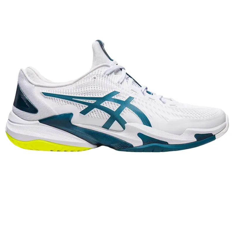 Lace Up Design Step Support Asics Court FF 3 Mens Tennis Shoes - White / Gris Blue