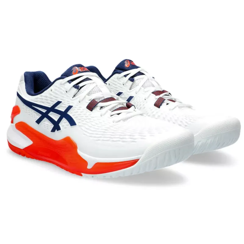 Asics Gel Resolution 9 White Blue Expance Men Tennis Shoes Cross training Comfort Step