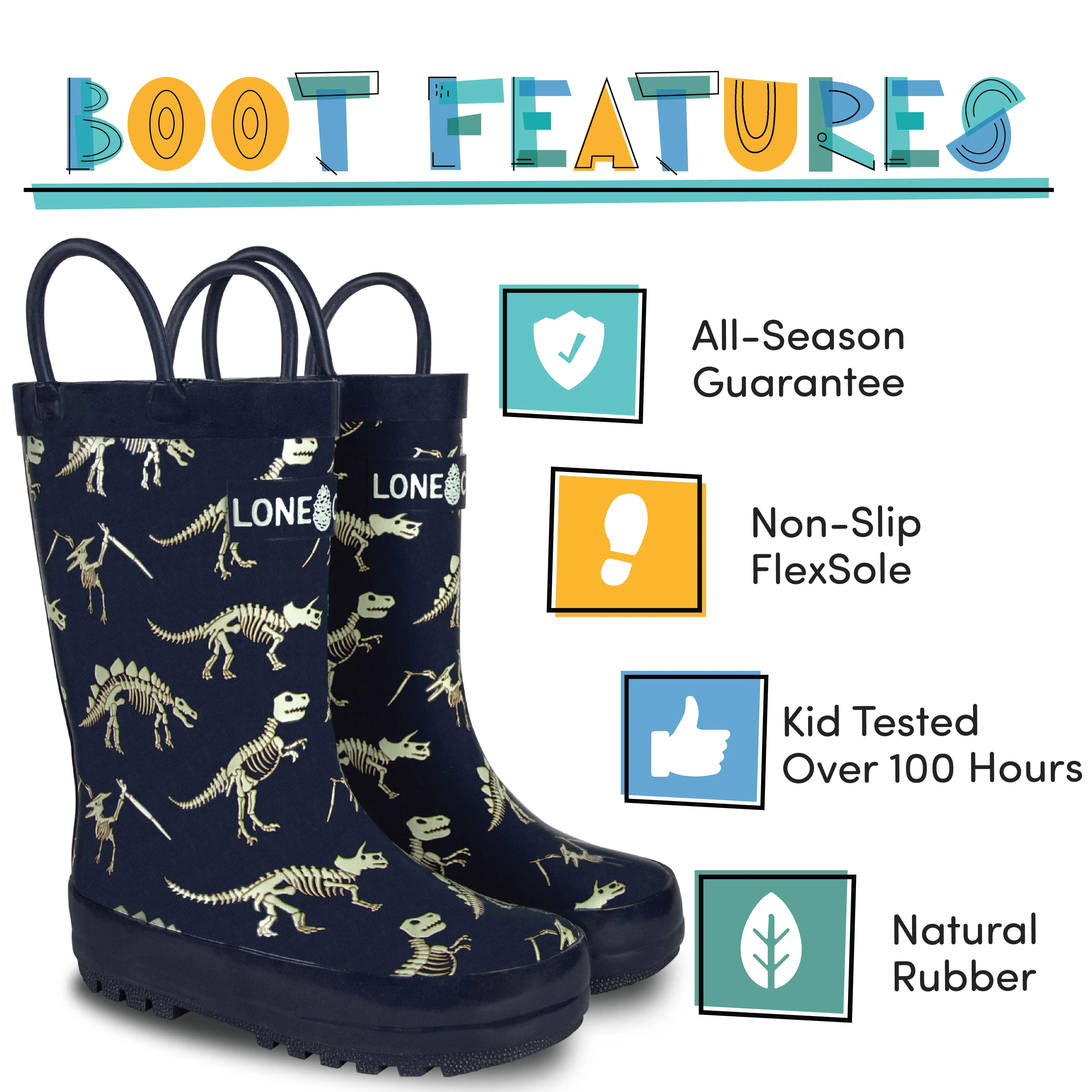 Dino Bones Rain Boot Sturdy Boots All Day Comfort