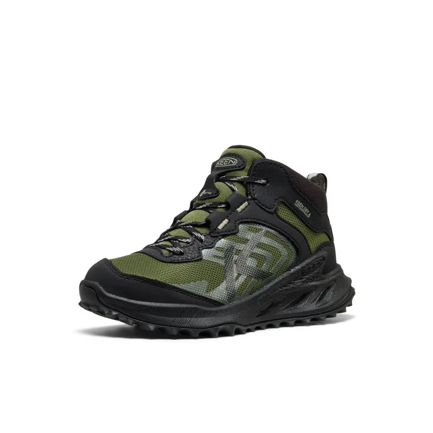 Big Kids' Zionic Waterproof Boot  |  Black/Bronze Green Inner sock layer increases comfort and control