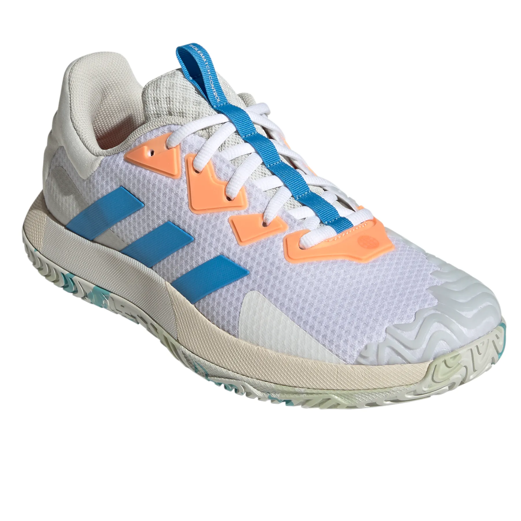 Breathable Material Fit Comfort Adidas Performance Sole Match Control Men Tennis Shoes - Cloud White/Pulse Blue/Orbit Grey