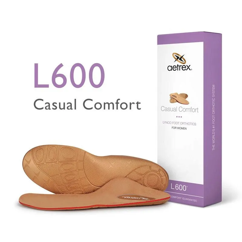 Comfort Tongue aetrex L600 Women's Casual Orthotics - Insole For Everyday Shoes (Support For Medium & High Arches)