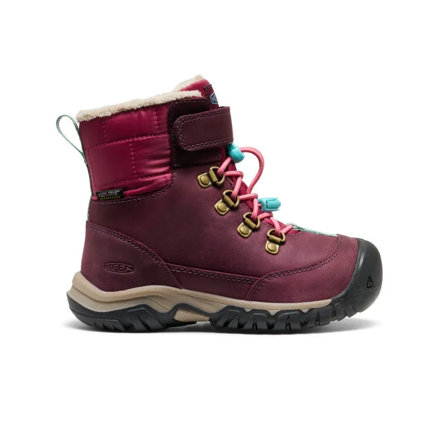 Little Kids' Kanibou Waterproof Winter Boot  |  Fig/Pink Lemonade synthetic leather