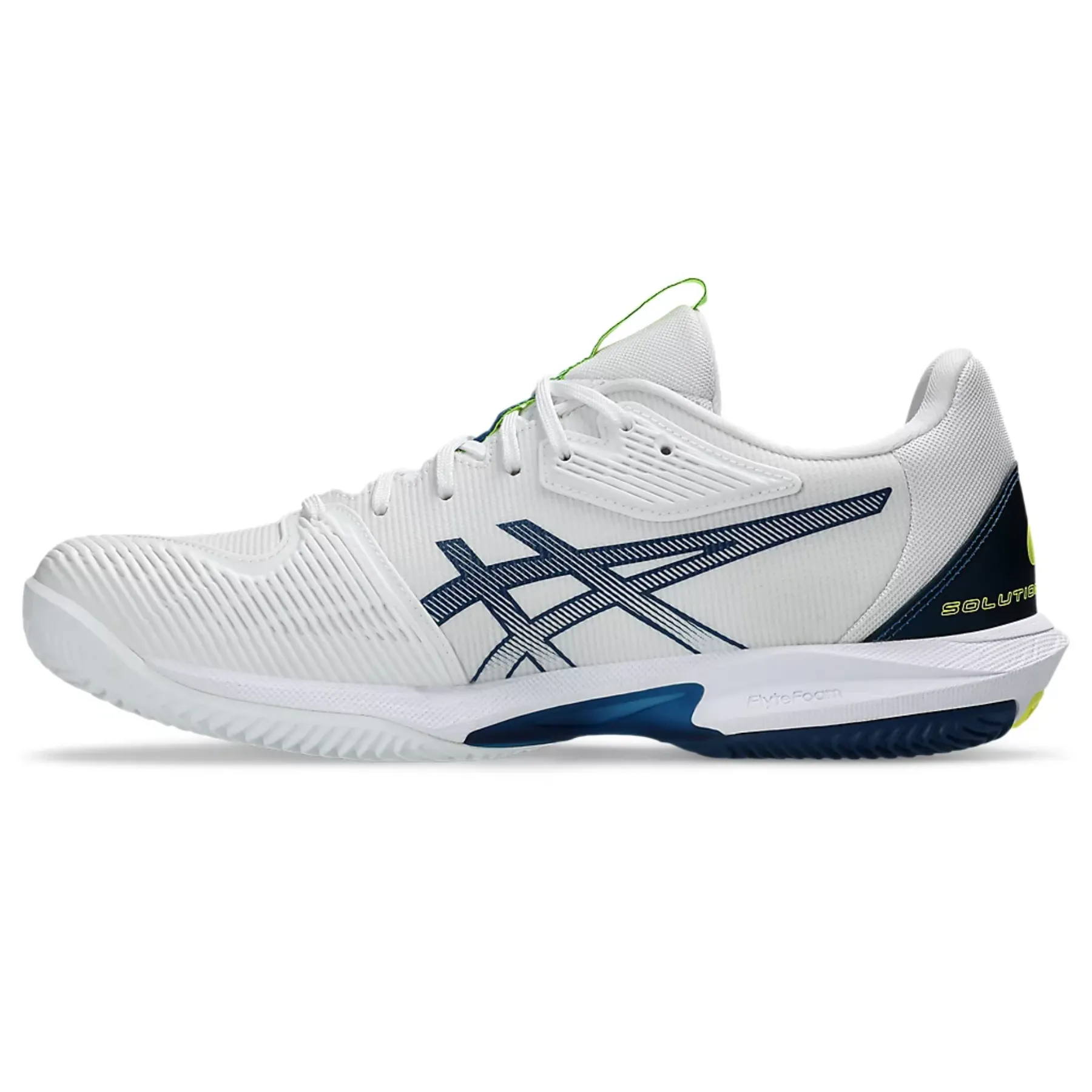 Asics Solution Speed FF 3 Clay Mens Tennis Shoes - White/Mako Blue Slip Resistant Narrow Fit