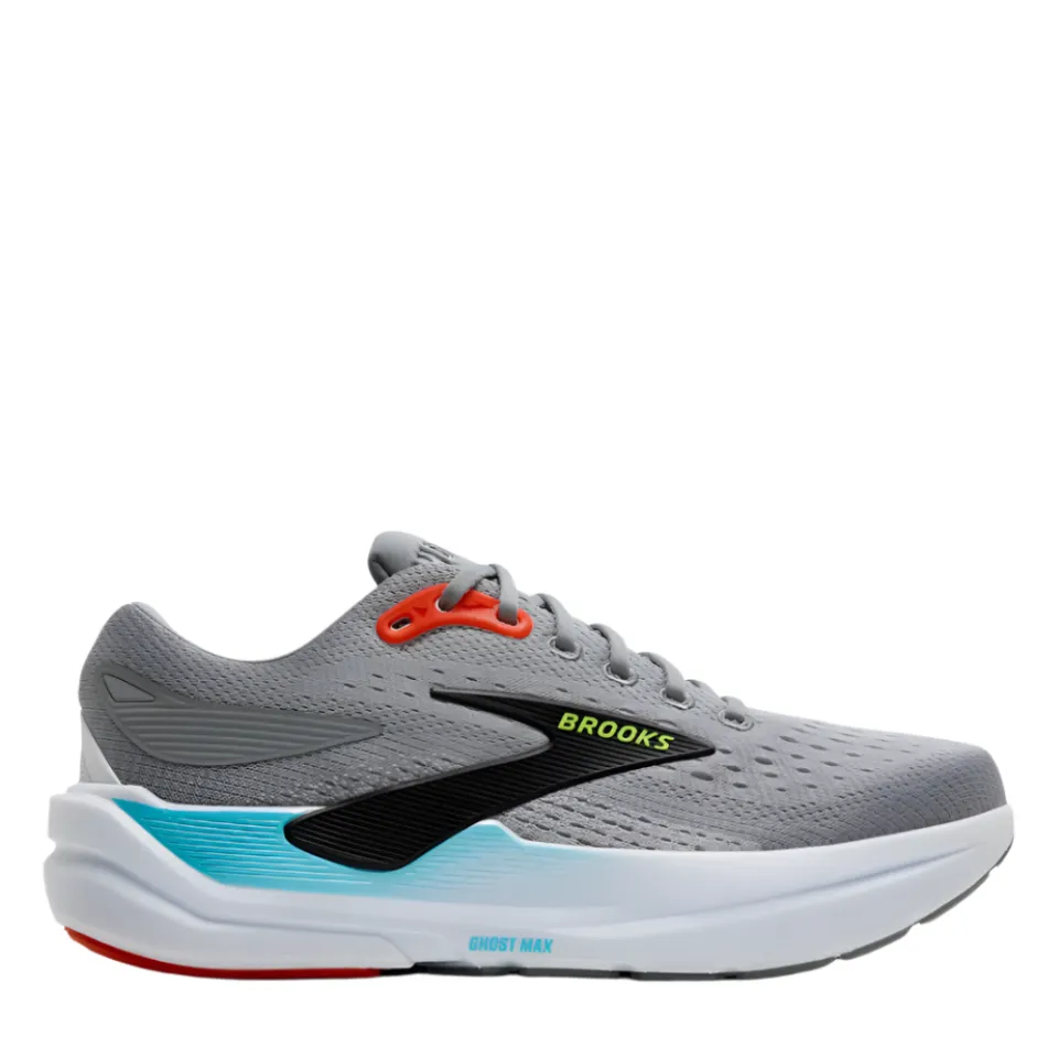 Brooks Men's Ghost Max 3 Running Shoes in Primer Grey/Antarctica/Red AW25 casual - runner