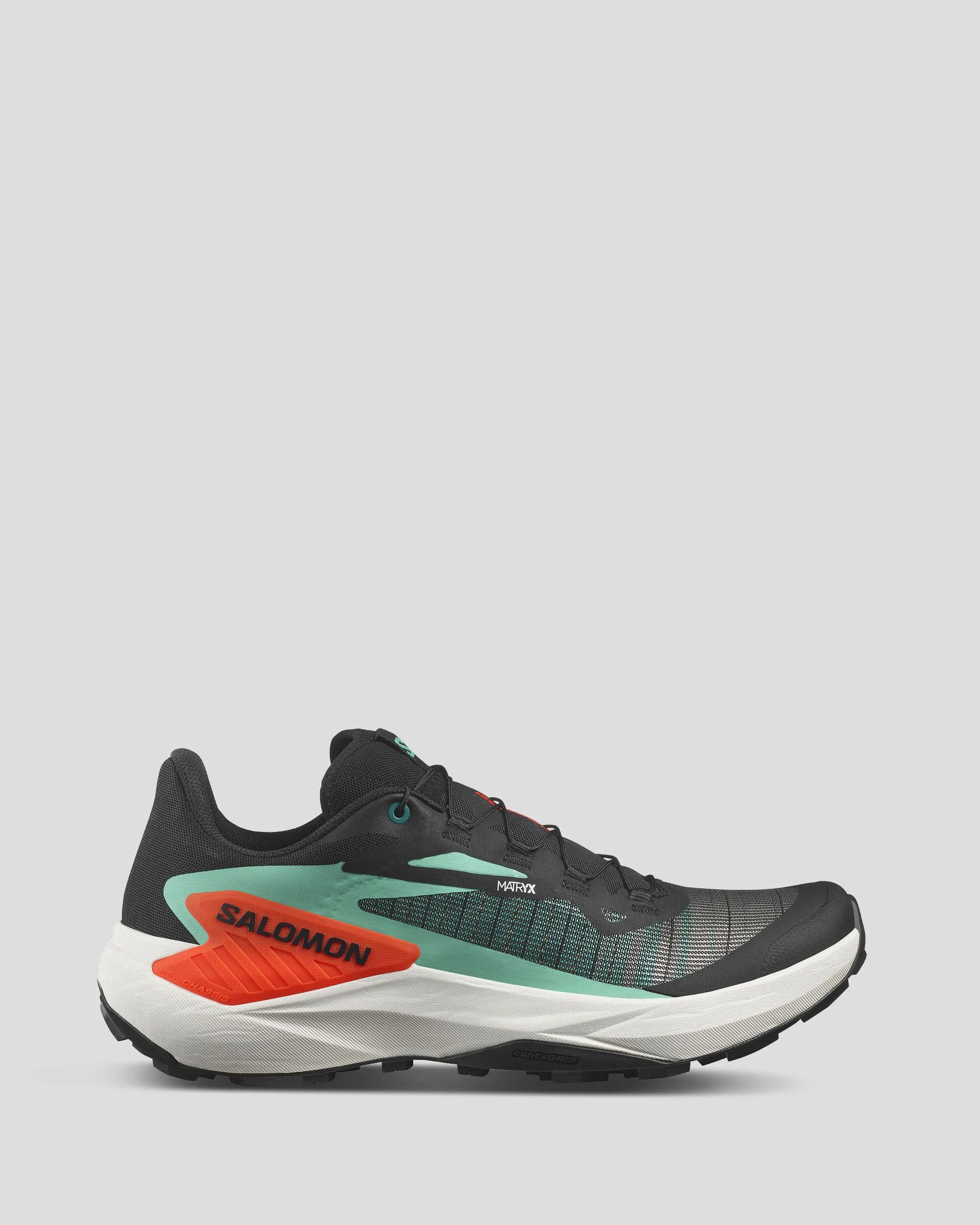 Men's Salomon Genesis Trail Running Shoes - Black/Electric Green/Cherry Tomato Fast Recovery Reactive Force