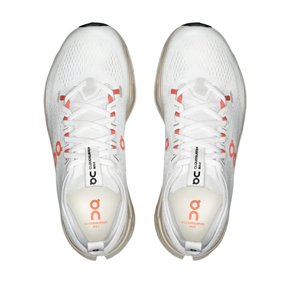 On Women's Cloudsurfer Max Running Shoes in Ivory/Salmon AW25 brooch - decorated running shoes