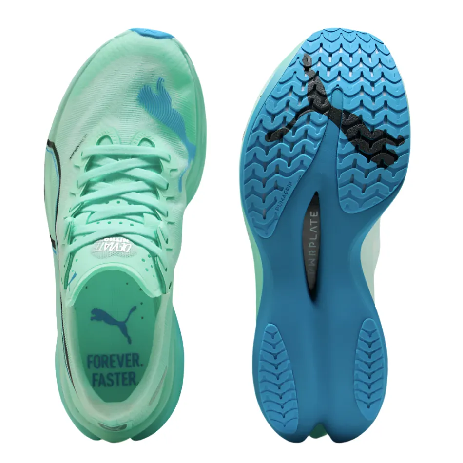 Dynamic Performance Coordination PUMA Men's Deviate NITRO Elite 3 Running Shoes in Mint Melt/Speed Blue AW25