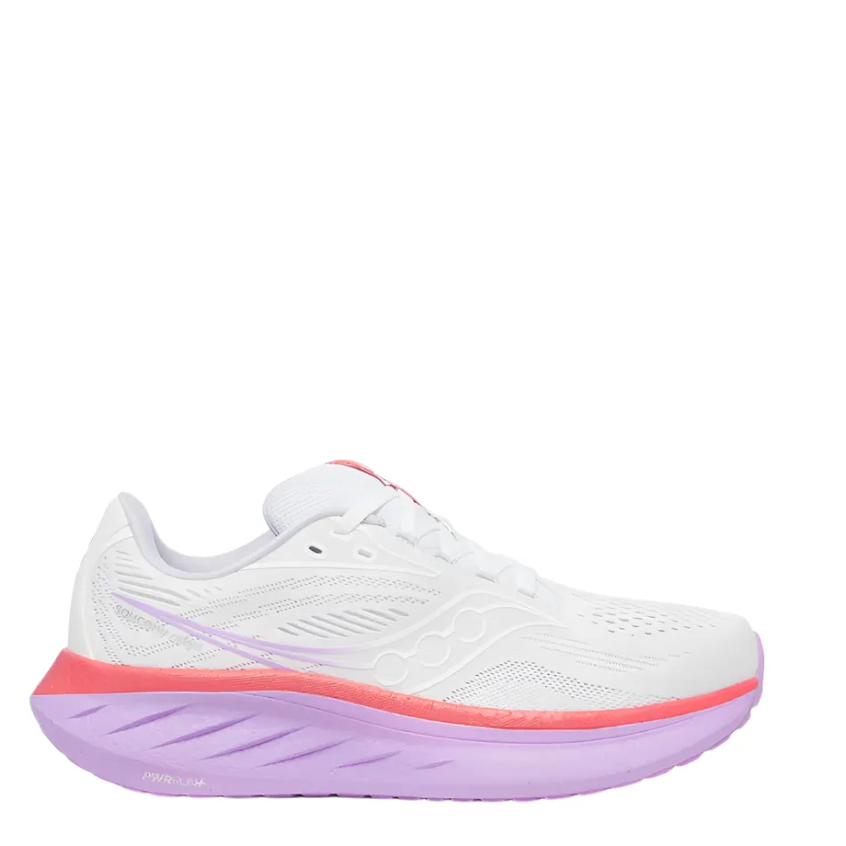 Saucony Women's Ride 18 Running Shoes in White/Coral - Online Exclusive rocky shoes