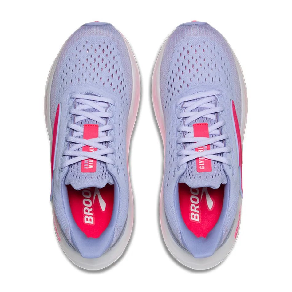 running with reflective gear Brooks Women's Glycerin Max Running Shoes in Blue Heron/Diva Pink/White AW25