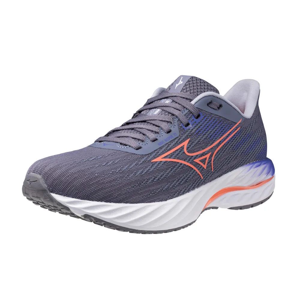 Mizuno Women's Wave Inspire 21 Running Shoes in Blue Granite/Striking Coral/Iris Bloom AW25 running shoes for athletes Speed Cushioning
