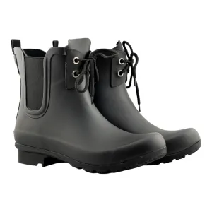 simple design Easy Walk Footwear Chelsea Lace Matte Black Women's Rain Boots