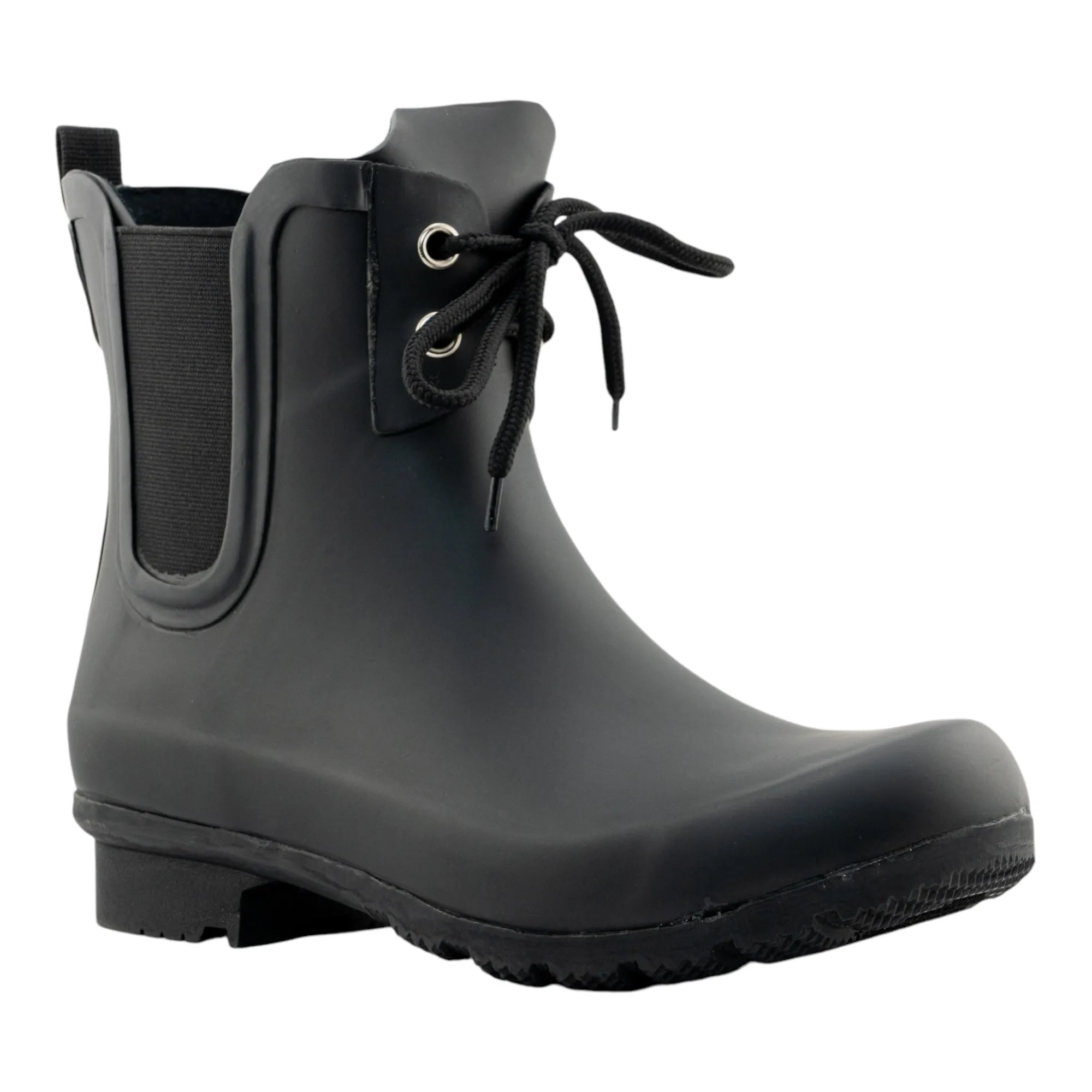Chelsea Lace Matte Black Women's Rain Boots Wedding guest