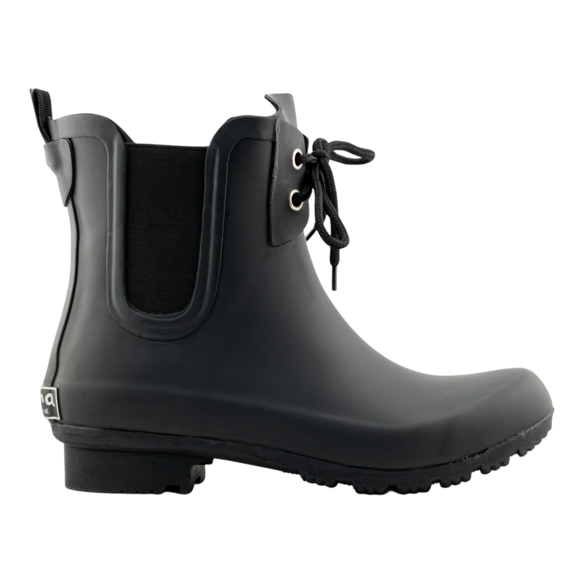 Timeless Look Chelsea Lace Matte Black Women's Rain Boots
