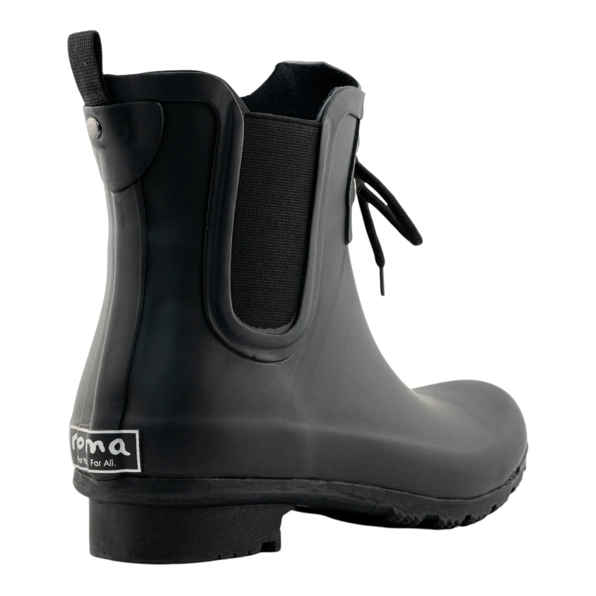 Comfy Essentials Cozy Step Chelsea Lace Matte Black Women's Rain Boots