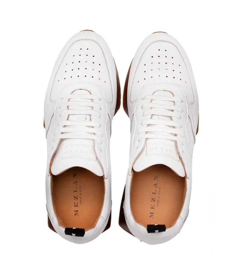 Mezlan "Gerardo" Deerskin Sneaker-White photo shoot