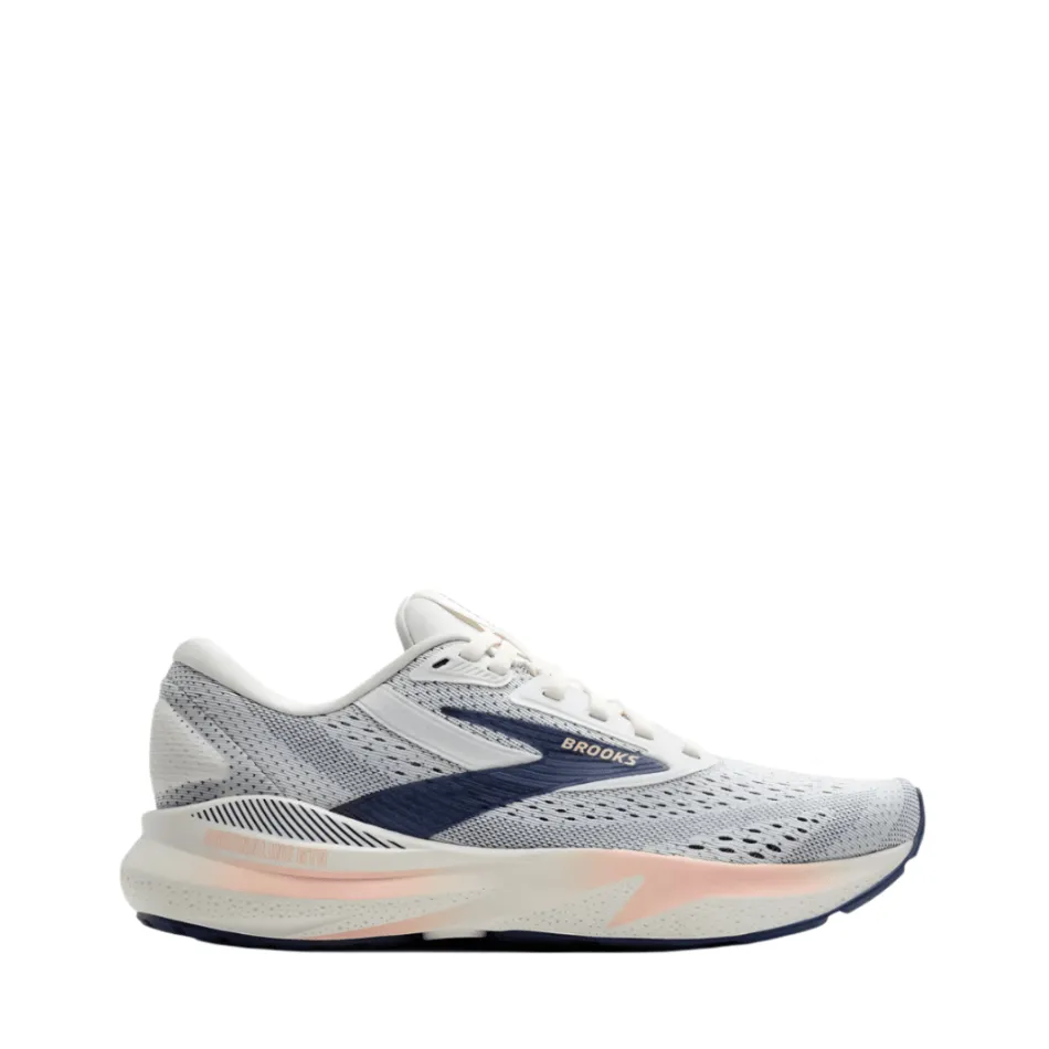 unisex sports shoes color run running wear Brooks Women's Adrenaline GTS 24 Running Shoes D Width (Wide Fit) in Grey/Blue Ribbon/Peach SS25