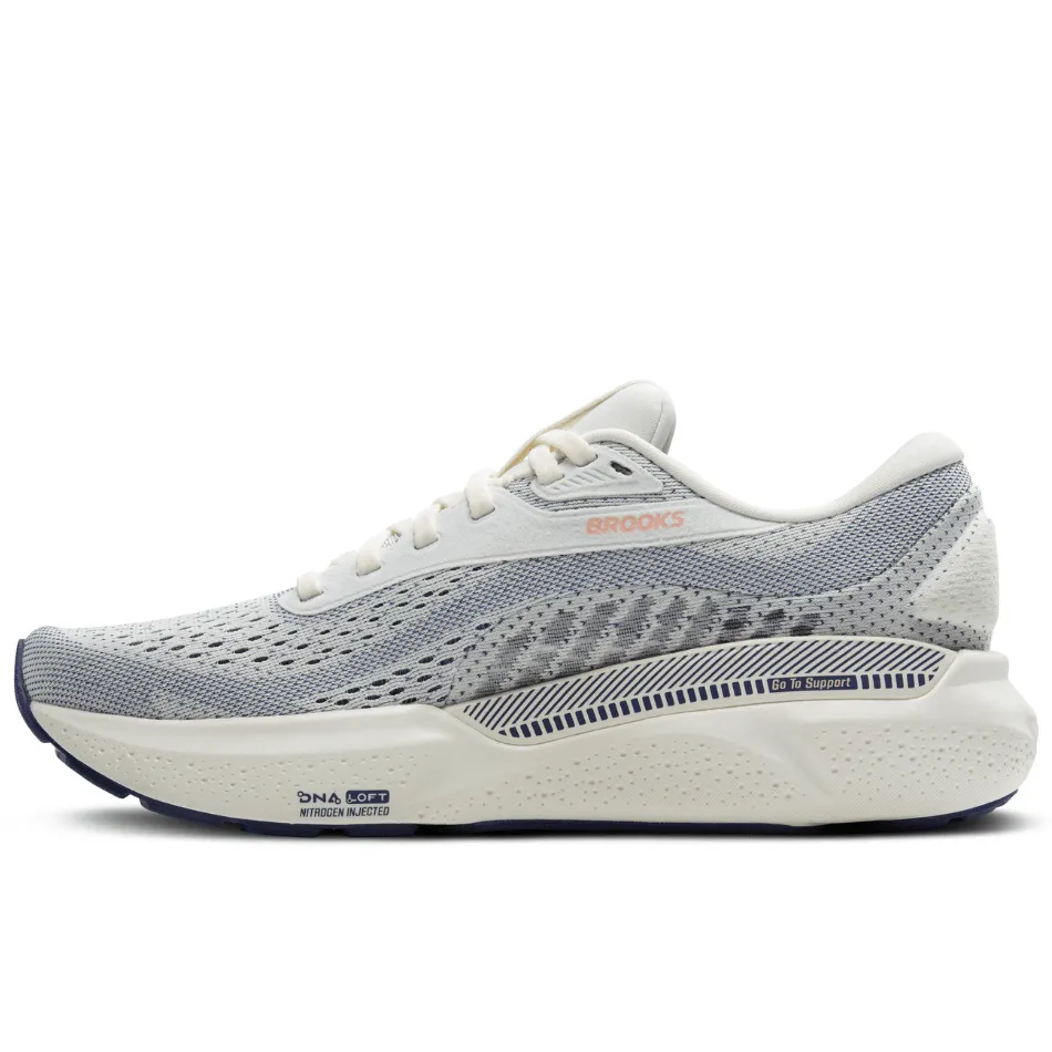 Brooks Women's Adrenaline GTS 24 Running Shoes D Width (Wide Fit) in Grey/Blue Ribbon/Peach SS25 running in humid weather shoes moisture - wicking shoes